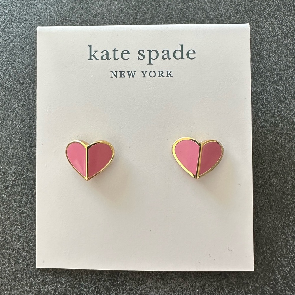 Kate Spade pink and gold heart studs